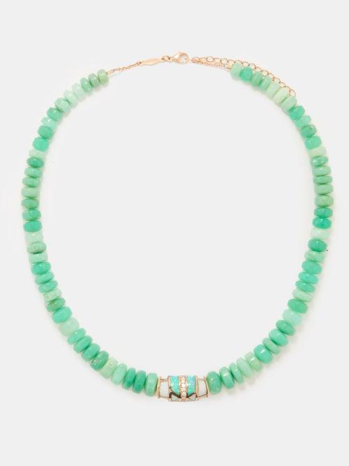 Jacquie Aiche - Geom Opal, Chrysoprase & 14kt Gold Necklace - Womens - Green Multi