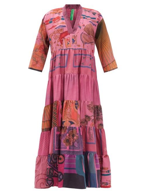 Ladies Rtw Rianna + Nina - Patchwork Vintage-silk Maxi Dress - Womens - Multi