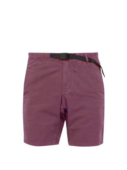 Matchesfashion.com Gramicci - Belted Cotton Blend Straight Leg Shorts - Mens - Purple