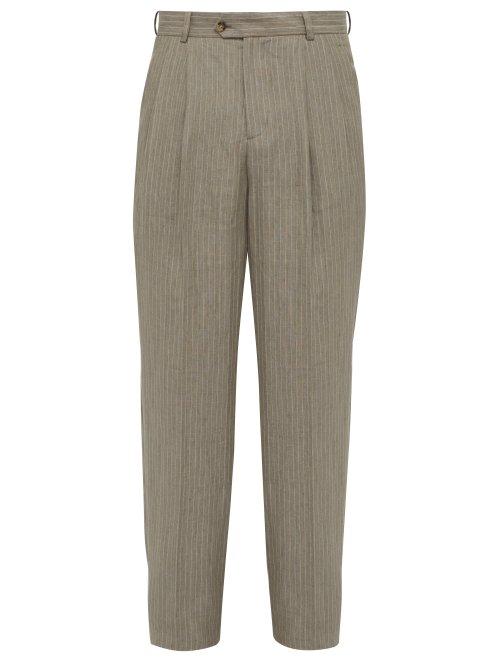 Matchesfashion.com Ditions M.r - Paul High Rise Pleated Linen Trousers - Mens - Multi