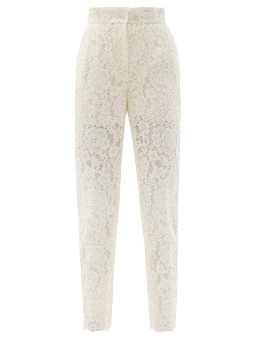 Matchesfashion.com Dolce & Gabbana - High-rise Cotton-blend Cordonetto-lace Trousers - Womens - White