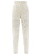 Matchesfashion.com Dolce & Gabbana - High-rise Cotton-blend Cordonetto-lace Trousers - Womens - White