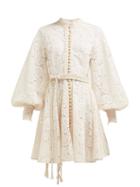 Matchesfashion.com Zimmermann - Amari Paisley Crochet Mini Dress - Womens - Cream