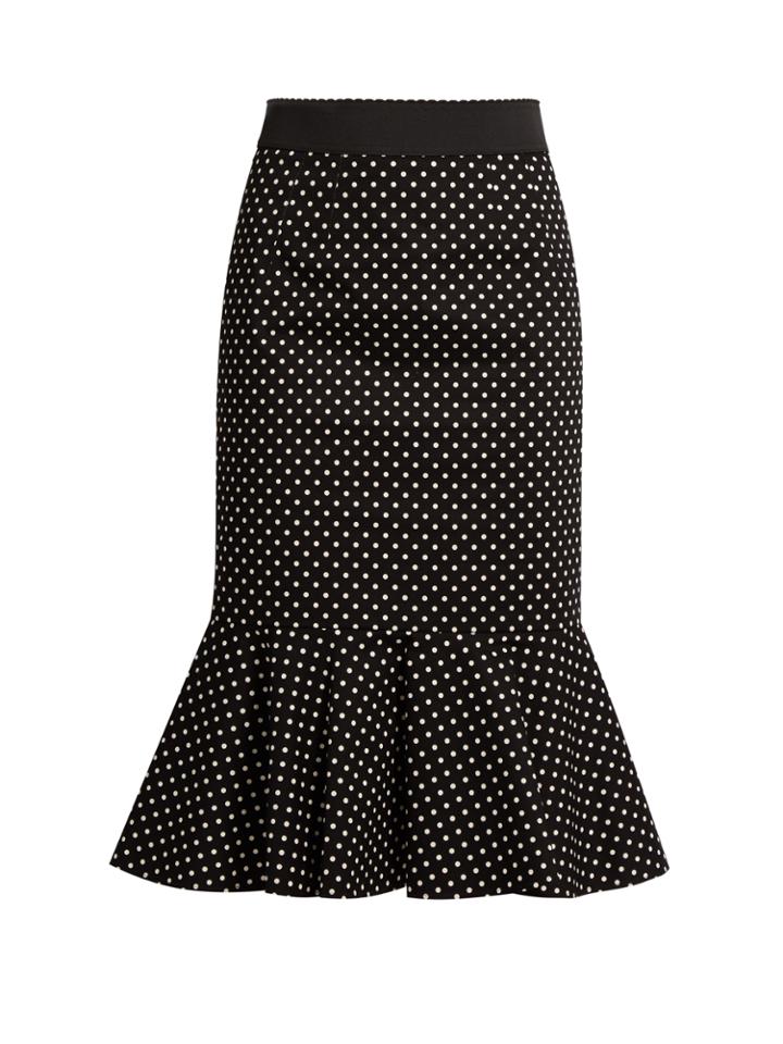 Dolce & Gabbana Polka-dot Print Stretch-cotton Midi Skirt