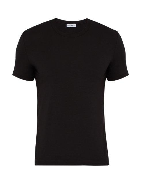 Matchesfashion.com Dolce & Gabbana - Embroidered Logo Pyjama T Shirt - Mens - Black
