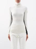 Moncler Grenoble - High-neck Wool-blend Mid-layer Sweater - Womens - White Black