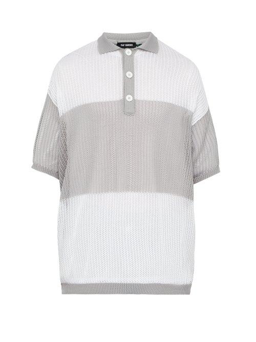 Matchesfashion.com Raf Simons - Oversized Mesh Front Polo Shirt - Mens - Light Grey