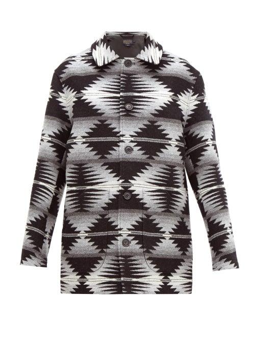 Matchesfashion.com Pendleton - Brownsville Intarsia Wool And Cotton-blend Coat - Womens - Grey Multi