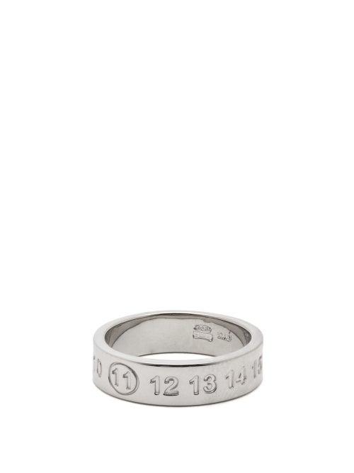 Matchesfashion.com Maison Margiela - 11 Debossed Sterling Silver Ring - Mens - Silver