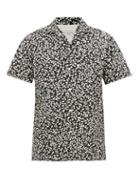 Matchesfashion.com Officine Gnrale - Dario Leaf-print Cotton-seersucker Shirt - Mens - Black White