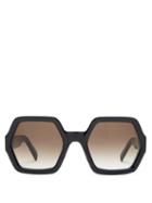 Matchesfashion.com Celine Eyewear - Oversized Hexagon Acetate Sunglasses - Womens - Black