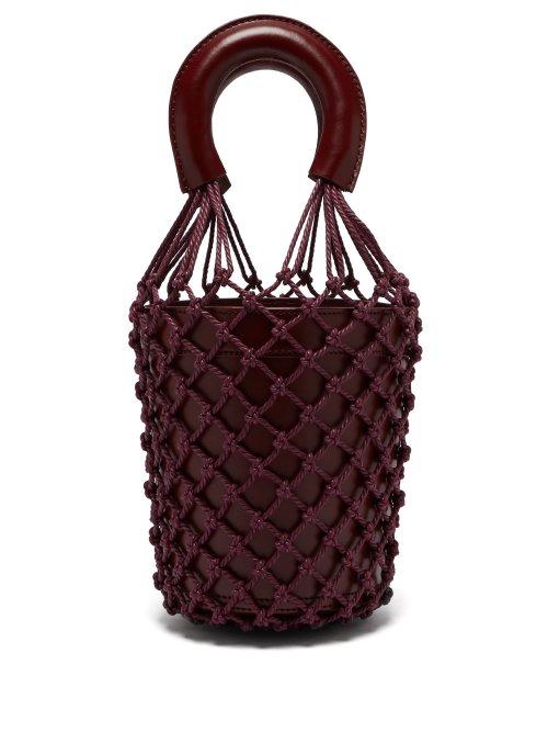 Matchesfashion.com Staud - Moreau Macrame And Leather Bucket Bag - Womens - Burgundy