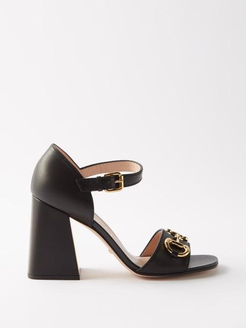 Gucci - Horsebit 95 Leather Block-heel Sandals - Womens - Black