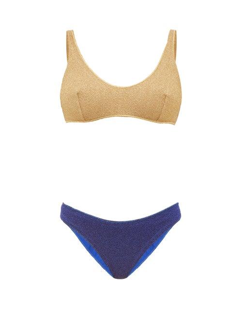 Matchesfashion.com Osree - Lumire Bi-colour Metallic Bikini - Womens - Blue Multi