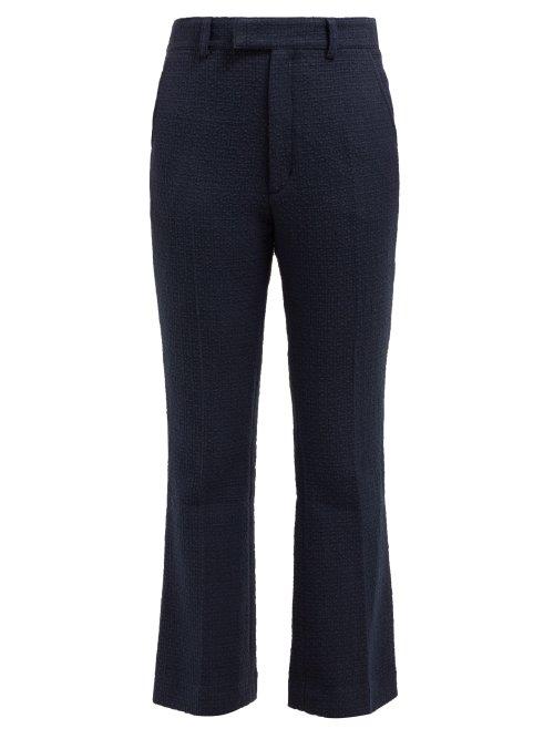 Matchesfashion.com Holiday Boileau - Cavalleri Mid Rise Cotton Boucl Trousers - Womens - Navy