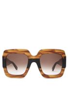 Matchesfashion.com Gucci - Gg Square Frame Marbled Acetate Sunglasses - Womens - Brown