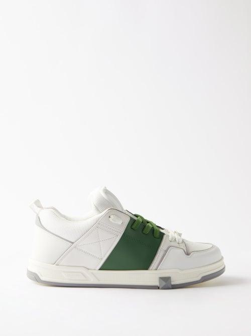 Valentino Garavani - Open Skate Leather High-top Trainers - Mens - White Green
