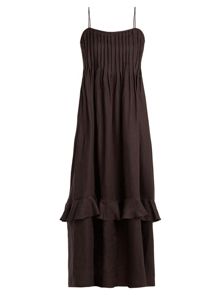 Three Graces London Nedda Sleeveless Pleated Cotton Dress
