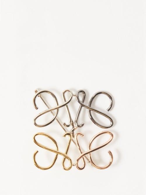 Loewe - Anagram-logo Metal Brooch - Mens - Gold Silver