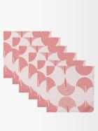 La Doublej - Set Of Six Slinky Rosso-print Linen Napkins - Womens - Pink Multi