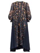 Matchesfashion.com Biyan - Aretha Beaded Chiffon Midi Dress - Womens - Navy Multi