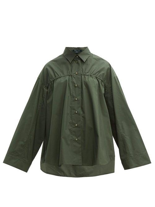 Matchesfashion.com White Story - Adam Elasticated Cotton Poplin Shirt - Womens - Khaki