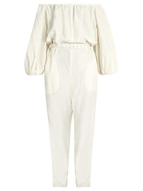Rachel Comey Off-the-shoulder Silk And Linen-blend Jumpsuit