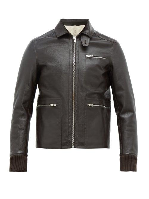 Matchesfashion.com Aldo Maria Camillo - Slim Fit Leather Jacket - Mens - Dark Brown