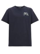 Matchesfashion.com Jw Anderson - Logo Embroidered Cotton T Shirt - Mens - Navy