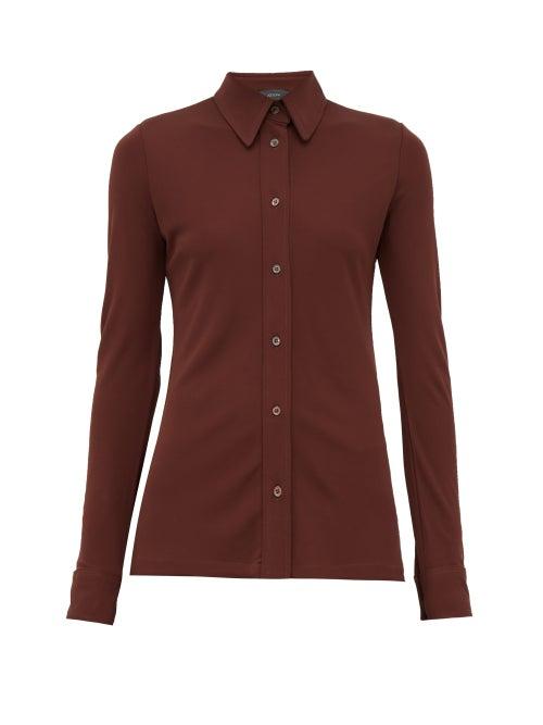Matchesfashion.com Joseph - Button Down Crepe Jersey Shirt - Womens - Burgundy