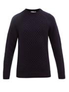 Matchesfashion.com Sunspel - Cable Knit Merino Wool Sweater - Mens - Navy