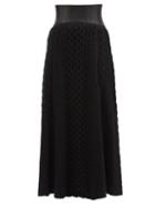 Gabriela Hearst - Holly Leather-waist Cabled-cashmere Skirt - Womens - Black