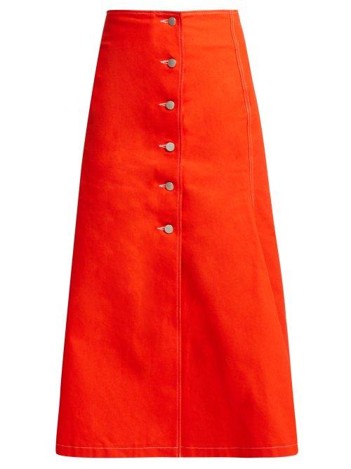 Matchesfashion.com A.w.a.k.e. - Buttoned Cotton Skirt - Womens - Red