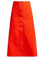 Matchesfashion.com A.w.a.k.e. - Buttoned Cotton Skirt - Womens - Red