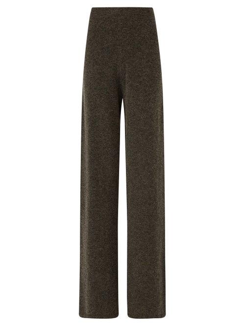 Matchesfashion.com Joseph - High-rise Knitted Wide-leg Trousers - Womens - Dark Grey