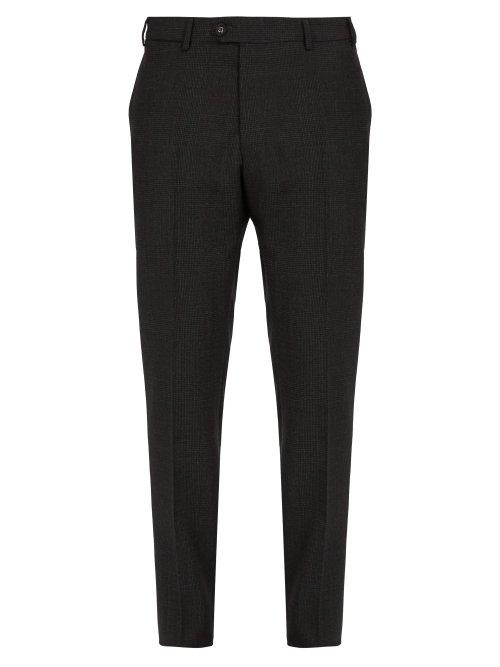 Matchesfashion.com Officine Gnrale - Paul Plaid Wool Flannel Trousers - Mens - Dark Grey