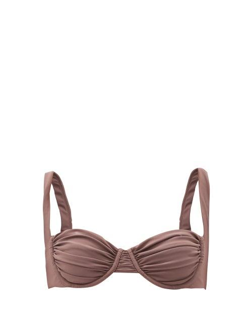 Matchesfashion.com Isa Boulder - Brie Ruched Underwired Bikini Top - Womens - Purple