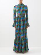 La Doublej - Visconti Floral-print Crepe Maxi Dress - Womens - Multi