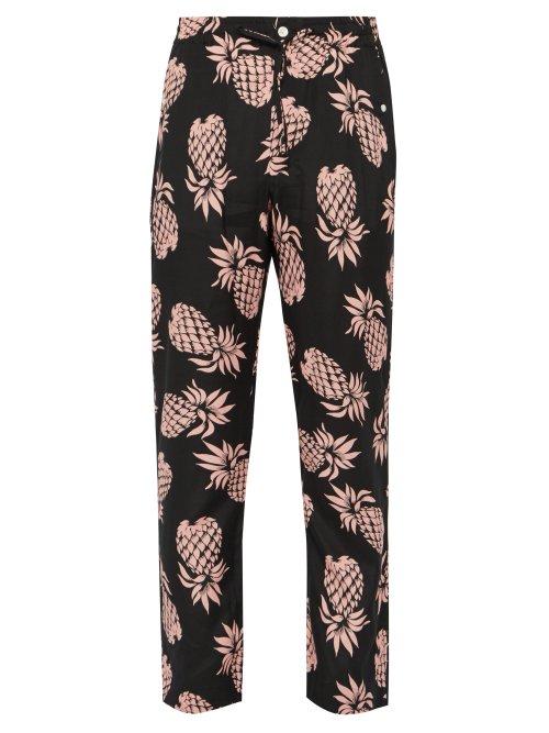 Matchesfashion.com Needles - Cowboy Pineapple Print Cotton Sateen Trousers - Mens - Black