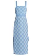 Matchesfashion.com Diane Von Furstenberg - Open Back Crepe Midi Dress - Womens - Blue White