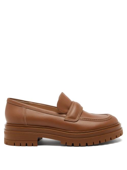Gianvito Rossi - Argo Chunky-sole Leather Loafers - Womens - Brown