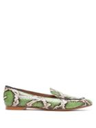Matchesfashion.com Aquazzura - Purist Elaphe Loafers - Womens - Green Multi