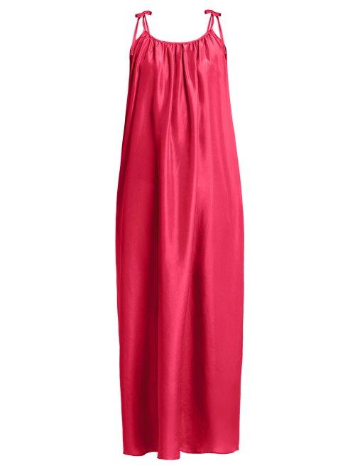 Matchesfashion.com Loup Charmant - Tie Shoulder Silk Dress - Womens - Pink