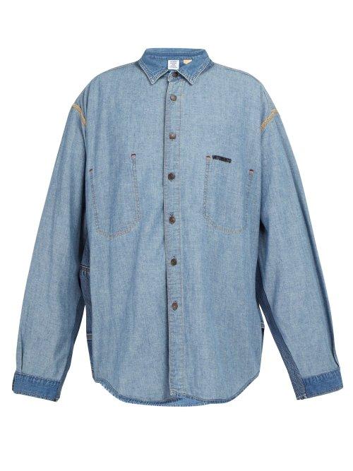 Matchesfashion.com Vetements - Inside Out Panelled Denim Shirt - Mens - Blue