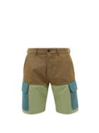 Matchesfashion.com Eye/loewe/nature - Tri-colour Twill Shorts - Mens - Green