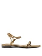 Matchesfashion.com Saint Laurent - Ourika & Talitha Leather Trimmed Sandals - Womens - Gold