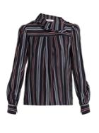 See By Chloé Striped High-neck Silk Blouse
