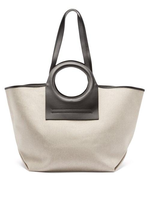Hereu - Cala Leather And Canvas Shoulder Bag - Womens - Black Multi