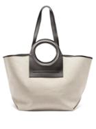 Hereu - Cala Leather And Canvas Shoulder Bag - Womens - Black Multi