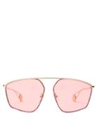 Matchesfashion.com Gucci - Geometric Aviator Sunglasses - Womens - Pink